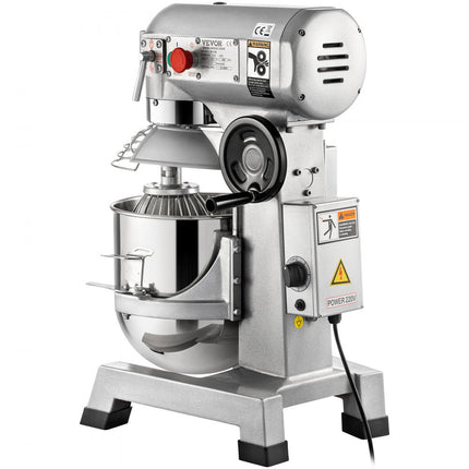 VEVOR Keukenmachine, Commerciële Kneedmachine met 10Qt RVS Kom, 850W Zware Elektrische Keukenrobot met 3 Snelheden 113/184/341RPM, Deeghaak Klopklopper Inbegrepen, Staande Mixer voor Bakkerij Pizzeria