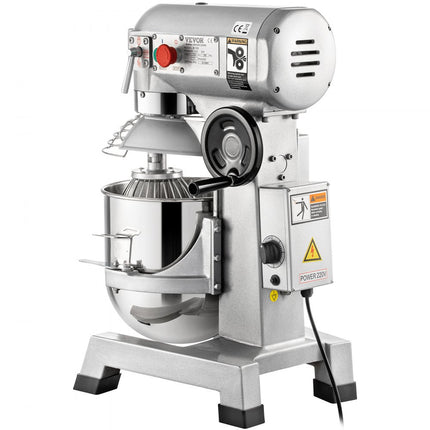 VEVOR Keukenmachine, Commerciële Kneedmachine met 15Qt RVS Kom, 850W Zware Elektrische Keukenrobot met 3 Snelheden 113/184/341RPM, Deeghaak Klopklopper Inbegrepen, Staande Mixer voor Bakkerij Pizzeria