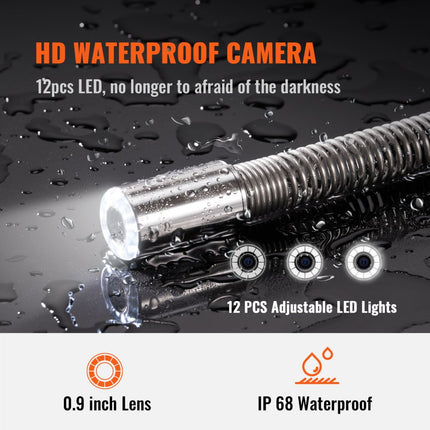 VEVOR 50m 9 Endoscoop Camera leidingcamera Riool Camera Inspectie Camera leiding 512Hz lokalisatie apparaat