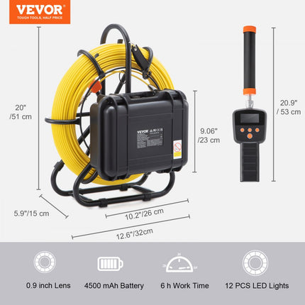 VEVOR 50m 9 Endoscoop Camera leidingcamera Riool Camera Inspectie Camera leiding 512Hz lokalisatie apparaat