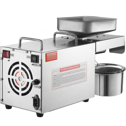 VEVOR elektrische oliepers, 700 W roestvrijstalen olie-extractiemachine, 140 ℃ constante temperatuur, hete persoliepers voor het persen van pinda's, sesamzaad, koolzaad, theezaden
