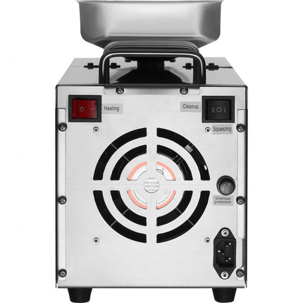 VEVOR elektrische oliepers, 850 W roestvrijstalen olie-extractiemachine, 0-300 ℃ instelbare temperatuur, hete persoliepers voor het persen van pinda's, sesamzaden, koolzaad, theezaden