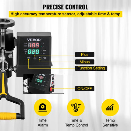 VEVOR Warmte Persmachine Transferpers Hittepers Warmtepersmachine 2 in 1 Sublimatie Machine 1500W Warmteoverdrachtsprinter met Lcd Digitaal Display