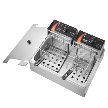 VEVOR Commerciële Elektrische Friteuse 2500W 12L RVS Upgrade 200°C