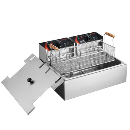 VEVOR Commerciële Elektrische Friteuse 2500W 12L RVS Upgrade 200°C