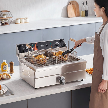 VEVOR Commerciële Elektrische Friteuse 2250W 20L RVS Upgrade 200°C