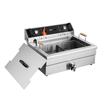 VEVOR Commerciële Elektrische Friteuse 2250W 20L RVS Upgrade 200°C