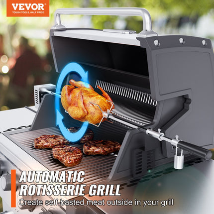 VEVOR speenvarkensgrill lamsgrill 100,6 cm, 12 kg RVS rotisserie spit braadgrill 9 W, lamsgrill BBQ grill grillwagen barbecue, grote spitgrill geschikt voor kalkoen, ham, etc.