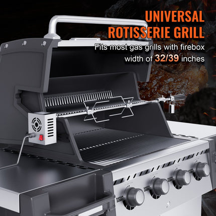 VEVOR speenvarkensgrill lamsgrill 100,6 cm, 12 kg RVS rotisserie spit braadgrill 9 W, lamsgrill BBQ grill grillwagen barbecue, grote spitgrill geschikt voor kalkoen, ham, etc.
