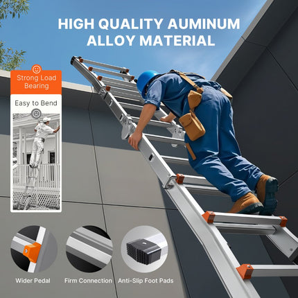 VEVOR telescopische ladder vouwladder trapladder leunladder multifunctionele ladder 2880 mm