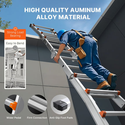 VEVOR telescopische ladder A-frame trap vouwladder opsteekladder 4m 150kg