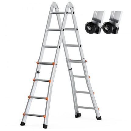 VEVOR telescopische ladder A-frame trap vouwladder opsteekladder 4m 150kg