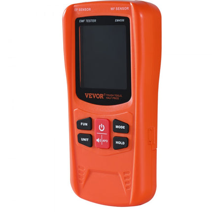 VEVOR 3-in-1 EMF-meter 5Hz-6GHz draagbare oplaadbare elektromagnetische veldstralingsdetector Digitale LCD EMF-tester voor EF/MF/RF-huisinspecties 5G celtorentemperatuur