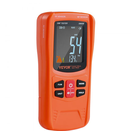 VEVOR 3-in-1 EMF-meter 5Hz-6GHz draagbare oplaadbare elektromagnetische veldstralingsdetector Digitale LCD EMF-tester voor EF/MF/RF-huisinspecties 5G celtorentemperatuur