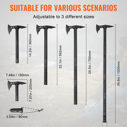 VEVOR Survival Shovel Survival Axe 28-in-1 Camping Opvouwbare Spade met Bijl