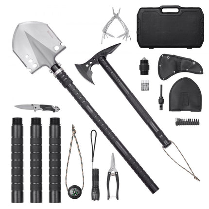 VEVOR Survival Shovel Survival Axe 28-in-1 Camping Opvouwbare Spade met Bijl