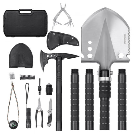 VEVOR Survival Shovel Survival Axe 28-in-1 Camping Opvouwbare Spade met Bijl
