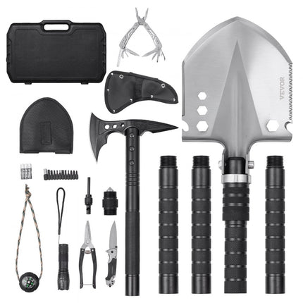 VEVOR Survival Shovel Survival Axe 28-in-1 Camping Opvouwbare Spade met Bijl