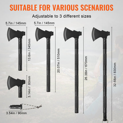VEVOR Survival Shovel Survival Axe 16-in-1 Camping Opvouwbare Spade met Bijl