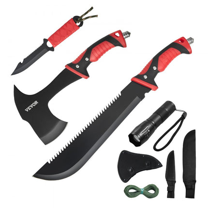 VEVOR Camping Hatchet Machete Messenset Schede Jachtmes Zaklamp Paracord