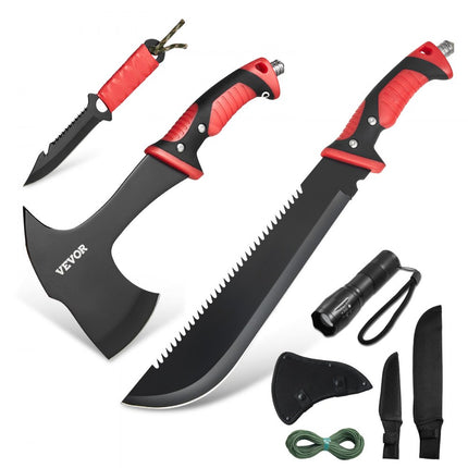 VEVOR Camping Hatchet Machete Messenset Schede Jachtmes Zaklamp Paracord