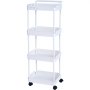 VEVOR trolley, keukentrolley met 4 niveaus, keukenplank, nisplank met wielen, badkamerplank 370x355x1065mm opbergwagen 60kg draagvermogen multifunctionele wagen witte afruimwagen serveerwagen