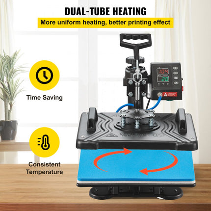 VEVOR Transferpers Hittepers 10 in 1 Warmte Persmachine 12 x 15 T-shirt Pers Zwart voor Pennen Mokken Caps