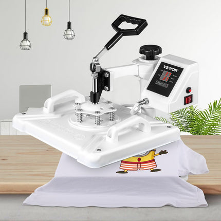 VEVOR Warmte Persmachine Transferpers Hittepers 5in1 Heat Press 30 x 38 cm met T-Shirt/Mokken/Hoed/Schoenpers Wit
