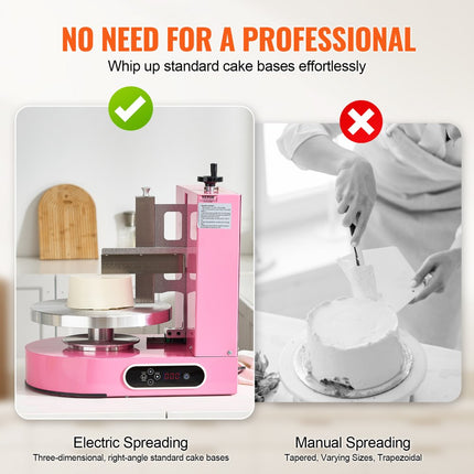 VEVOR taartdecoratiemachine taartcrème verdeelmachine 10,16-30,48cm roze