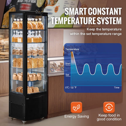 VEVOR koelvitrine bakkerijvitrine koelkastvitrine 278L 5-laags bakkerijen