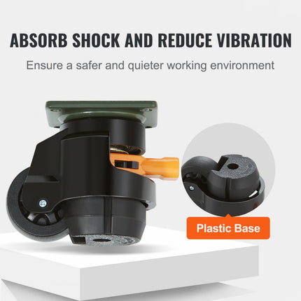 VEVOR set van 4 zwenkwielen, φ50,8 mm, meubelwielen, in hoogte verstelbaar, transportwielen, draagvermogen 0,5 ton, zwaarlastwielen van nylon, nivelleerwielen, lastwielen, loopwielen voor houten planken, meubels, werkbanken