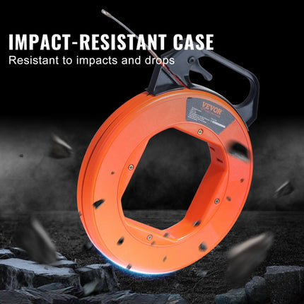 VEVOR kabelintrekhulp 38,1 m hoogwaardige intrekspiraal PET incl. katoenen handschoenen en sluiting trekdraad voor lege buizen met breukvaste kabel [4,5 mm] intrekveer intrekhulp