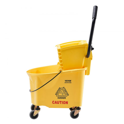 VEVOR Mop Emmer Mop Emmer met Wringer, 26 QT Commerciële Mop Emmer met Zijpers, Mop Emmer en Wringer Combo op Wielen, Professioneel/Industriële/Commerciële Vloerreiniging, Geel
