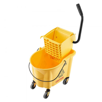VEVOR Mop Emmer Mop Emmer met Wringer, 26 QT Commerciële Mop Emmer met Zijpers, Mop Emmer en Wringer Combo op Wielen, Professioneel/Industriële/Commerciële Vloerreiniging, Geel