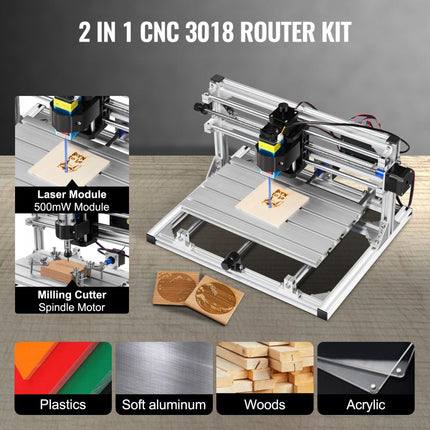 DIY CNC Machine Kit 3018 + 500mw GRBL Controle Graveermachine 3 Axis Freesmachine voor Hout PVB PCB