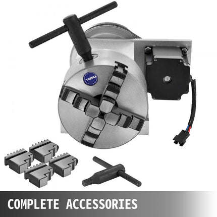 VEVOR Cnc-router Roterende roterende as 4-kaak Zelfcentrerende A-as van aluminiumlegering