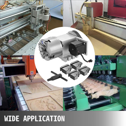 VEVOR Cnc-router Roterende roterende as 4-kaak Zelfcentrerende A-as van aluminiumlegering