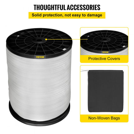 VEVOR 567 kg polyester trekband, 961 m x 12,7 mm platte band voor draad- en kabelleidingwerk, variabele functies Plat touw voor trekken/laden/verpakken onder alle weersomstandigheden