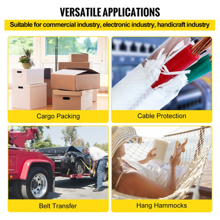 VEVOR 567 kg polyester trekband, 961 m x 12,7 mm platte band voor draad- en kabelleidingwerk, variabele functies Plat touw voor trekken/laden/verpakken onder alle weersomstandigheden