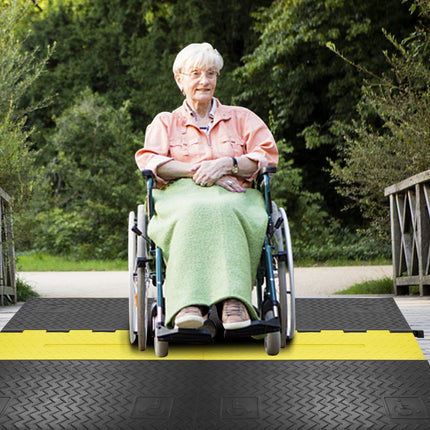 VEVOR 5-kanaals kabelbeschermingsramp ADA kabelbrug van rubberen slangbrug 114,5 x 80 x 5 cm overloopbeveiliging 10000 kg (per as) draagvermogen kabelramp antislip uitvoering ideaal voor parkeerplaatsen