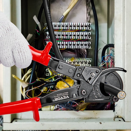 VEVOR kabelschaar ratel buiskabelschoentang 240 mm² krimptang kabelschoenen, 250 mm ratel kabelknipper 250 x 85 x 35 mm ratel draadknipper, handmatig, draagbaar, met handschoenen koper, aluminium