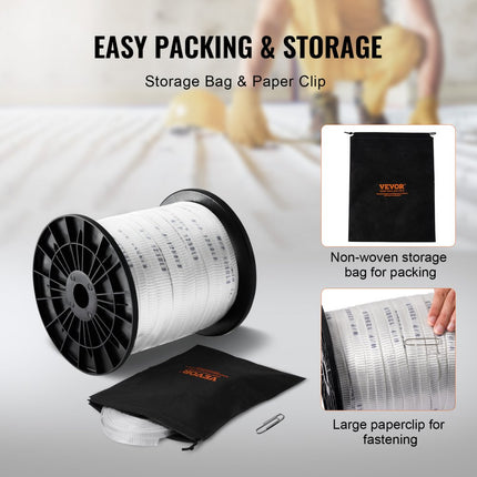 VEVOR polyester trekkoord 63' x 0,5'' 567 kgf trekvermogen bedrukte kabeltrekband voor verpakking, tuinieren, commerciële elektriciteit, bedrading, wit