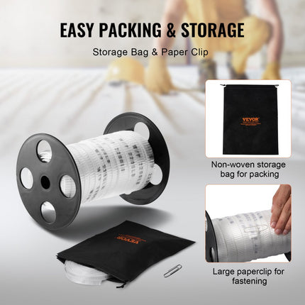 VEVOR polyester trekkoord 33m x 1,6cm 998kgf trekcapaciteit bedrukte kabeltrekband voor verpakking, tuinieren, commerciële elektriciteit, bedrading, wit