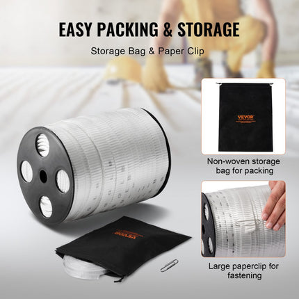 VEVOR Polyester trekkoord 32ft x 3/4" 1134kgf Trekcapaciteit Gedrukte kabeltrekband voor verpakking, tuinieren, commerciële elektriciteit, bedrading, wit