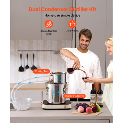 VEVOR Moonshine Still 3 Gal Water Alcohol Distilleerder Brouwset Roestvrij staal