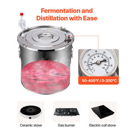 VEVOR Moonshine Still 5 Gal Water Alcohol Distilleerder Brouwset Roestvrij staal