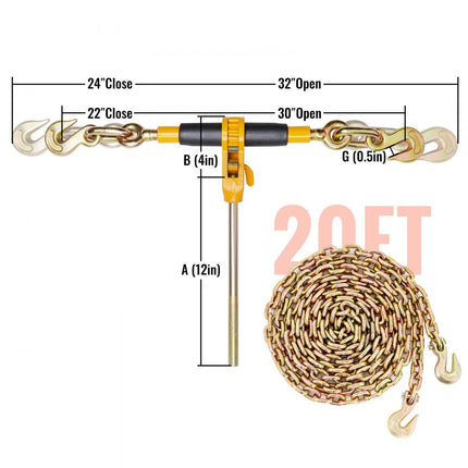 VEVOR set van 2 ratelspanner kettingspanner sjorkettingen 0,8-0,9cm max.3220kg