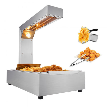 VEVOR 750 W thermische brug voedselverwarmer 605 x 343 x 555 mm frietpan, one-touch bediening verwarmingsapparaat elektrische frietverwarmer met voedselclip max. 50 ℃ cafetaria, snackbar enz.