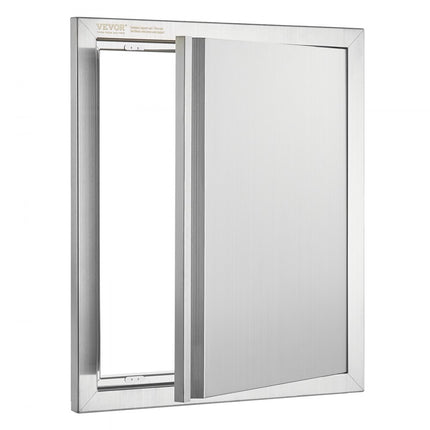 VEVOR Grilltoegangsdeur, 457 x 533 mm, enkele buitenkeukendeur, verzonken gemonteerde roestvrijstalen deur, verticale wanddeur met intrekbare handgreep, voor grilleiland, grillstation, buitenkast