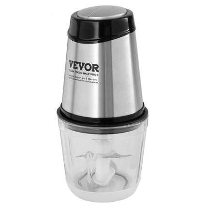 VEVOR elektrische keukenmachine vleesmolen 400 W, multifunctionele hakmolen, 600 ml vulcapaciteit, blender 3000 tpm + 4000 tpm, groentesnijder inclusief glazen kom & mes & schraper zilver